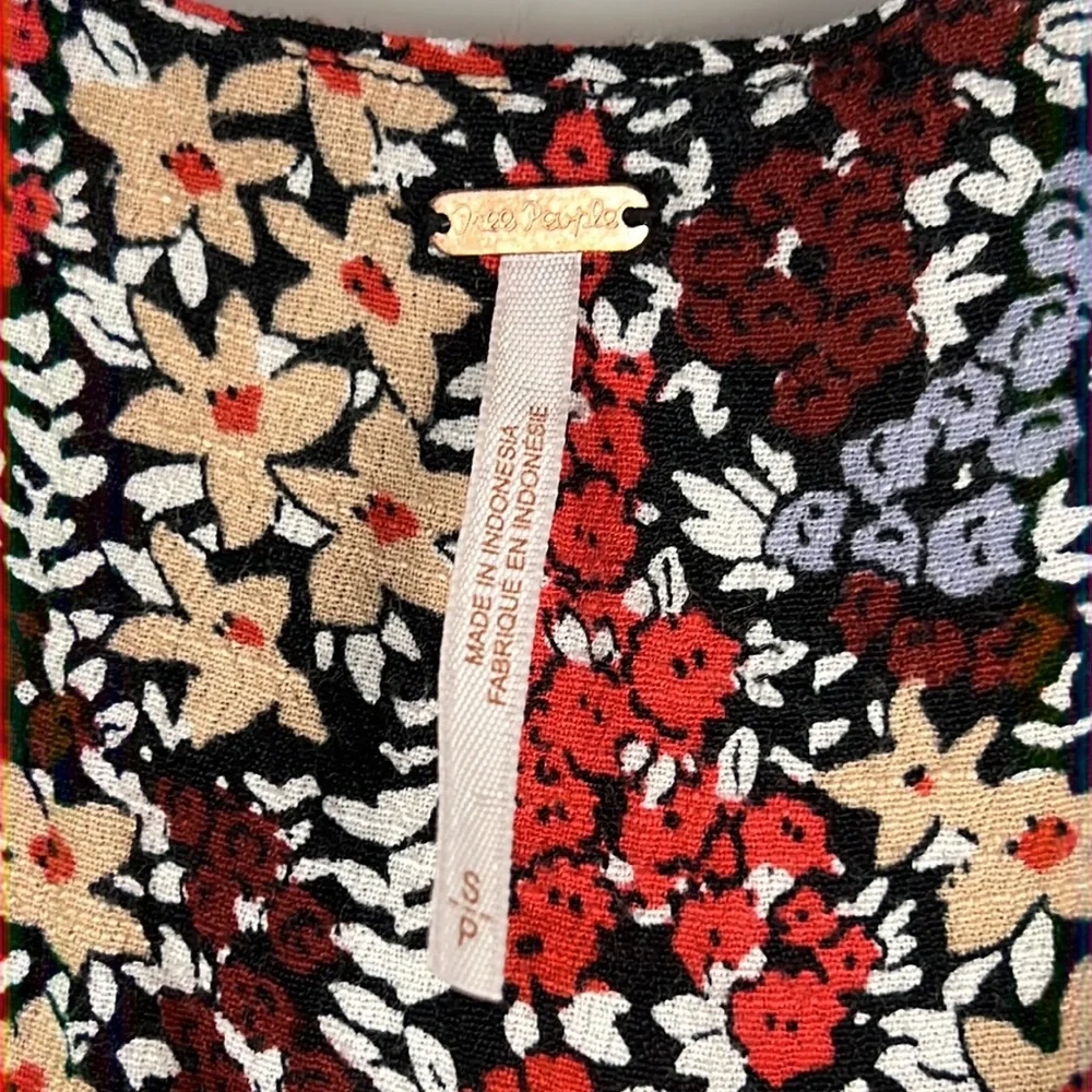 Free People Miss Right Mini Dress Floral Print Cap Sleeve Keyhole Cut Out  Sz: S - Picture 6 of 8